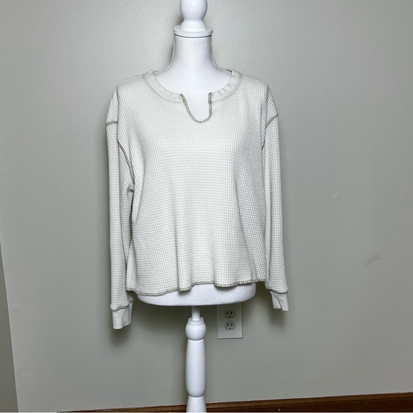Madewell Waffle Knit Notch-Neck Thermal Shirt L - Picture 2 of 8